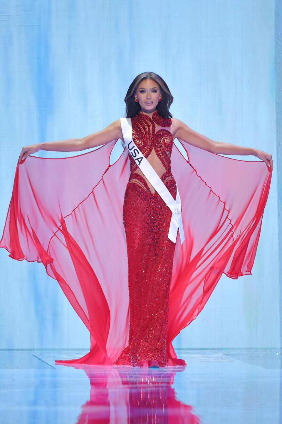 SAN SALVADOR, EL SALVADOR - NOVEMBER 15: Miss United States Noelia Voigt attends the The 72nd Miss Universe Competition - Preliminary Competition at Gimnasio Nacional Jose Adolfo Pineda on November 15, 2023 in San Salvador, El Salvador. (Photo by Hector Vivas/Getty Images)