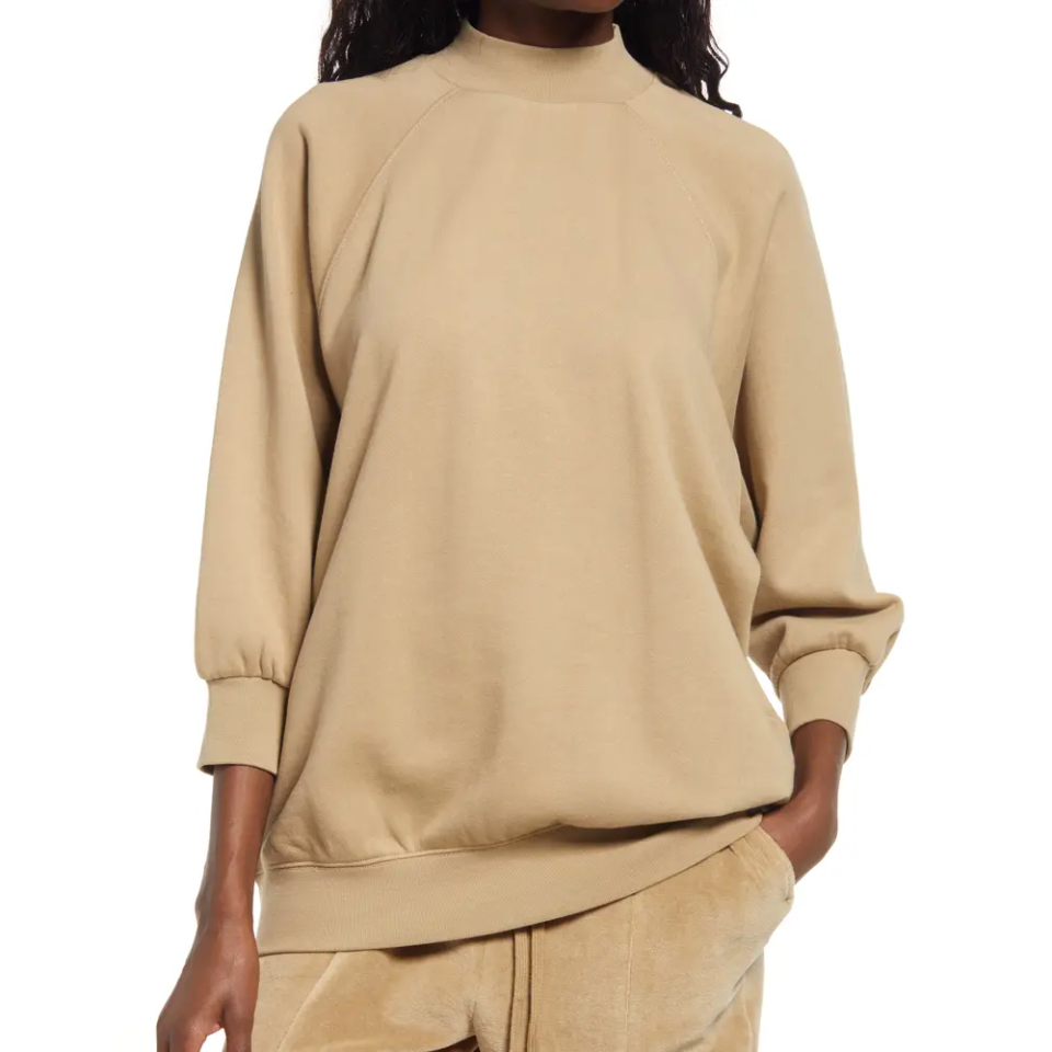 8) Mock Neck French Terry Pullover