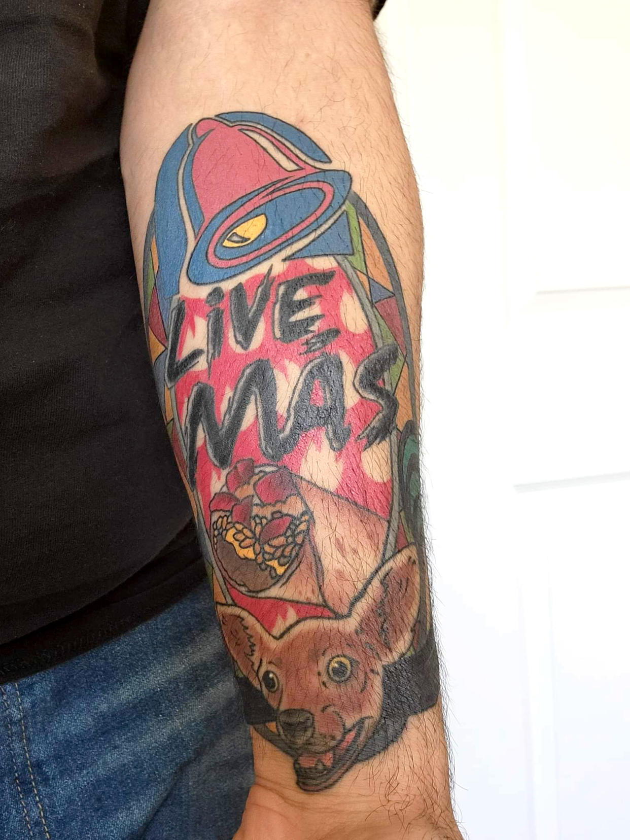 A tattoo on a member of the Beefy Crunch Movement, a Facebook group devoted to demanding the return of Taco Bell’s discontinued Beefy Crunch Burrito. (Courtesy Richard Axton/Beefy Crunch Movement)