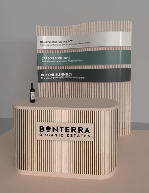 <p>Courtesy of Bonterra Organic Estates</p><p>“<em>As it is imperative to continue bringing new experiences to excite our customers, we are delighted to bring the Bonterra Organic Estates to life as it debuts in some of our highest traffic Allbirds locations nationwide</em>,” said Tara Stewart, head of retail – North America. “<em>The activation will provide customers with a unique experience and an interactive introduction to discover both Allbirds and the Bonterra collection as both brands work to build a regenerative future</em>.”</p><p>A range of Bonterra’s organically grown wines will be available, including Chardonnay, Sauvignon Blanc, and Cabernet Sauvignon. The immersive and interactive modular experience is made of eco-friendly materials that will be stored and used for future events. Visuals share both brands’ environmental effects, inspiring customers to make eco-friendly choices. Bonterra also collaborated with <a href="https://govino.com/" rel="nofollow noopener" target="_blank" data-ylk="slk:GoVino;elm:context_link;itc:0;sec:content-canvas" class="link ">GoVino</a> for recyclable and reusable materials for wine glasses.</p><p>Nonprofit partners include <a href="https://www.consciouskitchen.org/" rel="nofollow noopener" target="_blank" data-ylk="slk:Conscious Kitchen;elm:context_link;itc:0;sec:content-canvas" class="link ">Conscious Kitchen</a>, a nonprofit dedicated to implementing healthy, seasonal food programs in California public schools; and <a href="https://tacklehunger.org/" rel="nofollow noopener" target="_blank" data-ylk="slk:Tackle Hunger;elm:context_link;itc:0;sec:content-canvas" class="link ">Tackle Hunger</a>, an organization committed to inspiring people across the nation to tackle hunger in their local communities.</p><p>Activations will take place at select Allbirds retail locations in Northern and Southern California, Texas and New York. <a href="https://www.bonterra.com/blog/bonterra-and-allbirds-partnership-sip-and-shop/" rel="nofollow noopener" target="_blank" data-ylk="slk:Click here to view a list of locations by date;elm:context_link;itc:0;sec:content-canvas" class="link ">Click here to view a list of locations by date</a>.</p>