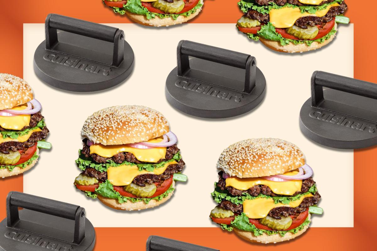 The Burger Smasher, Cast Iron Burger Press - Perfect Thin Patty Burgers  with Smasher Tool to Cook at Home