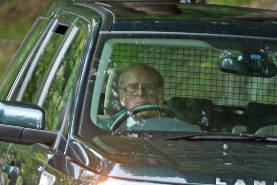 Recovering: Prince Philip, pictured at the wheel last year, was left shaken after crash involving a nine-month-old baby (Peter Jolly/REX/Shutterstock)