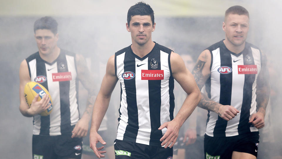 Collingwood captain Scott Pendlebury will stay with the club until 2023, ending speculation he could switch to another team this off-season. (Photo by Dylan Burns/AFL Photos via Getty Images)