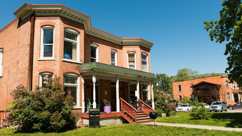 Missoula, United States - May 13, 2016: In the Montana college town many large houses are divided into multiple residential apartments creating more housing in the downtown area.