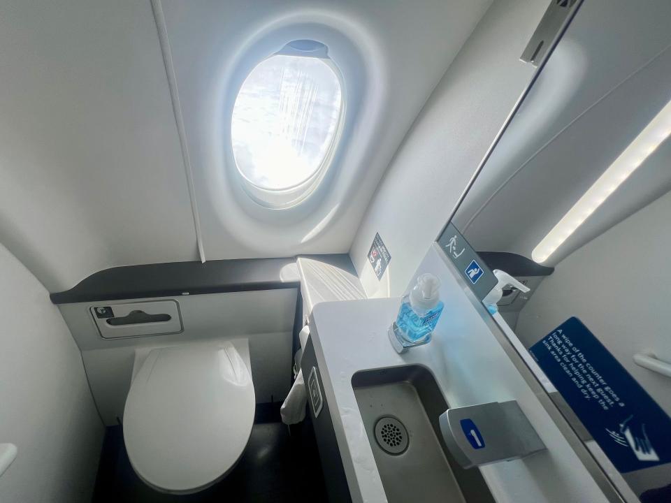 Delta A220 lavatory window.