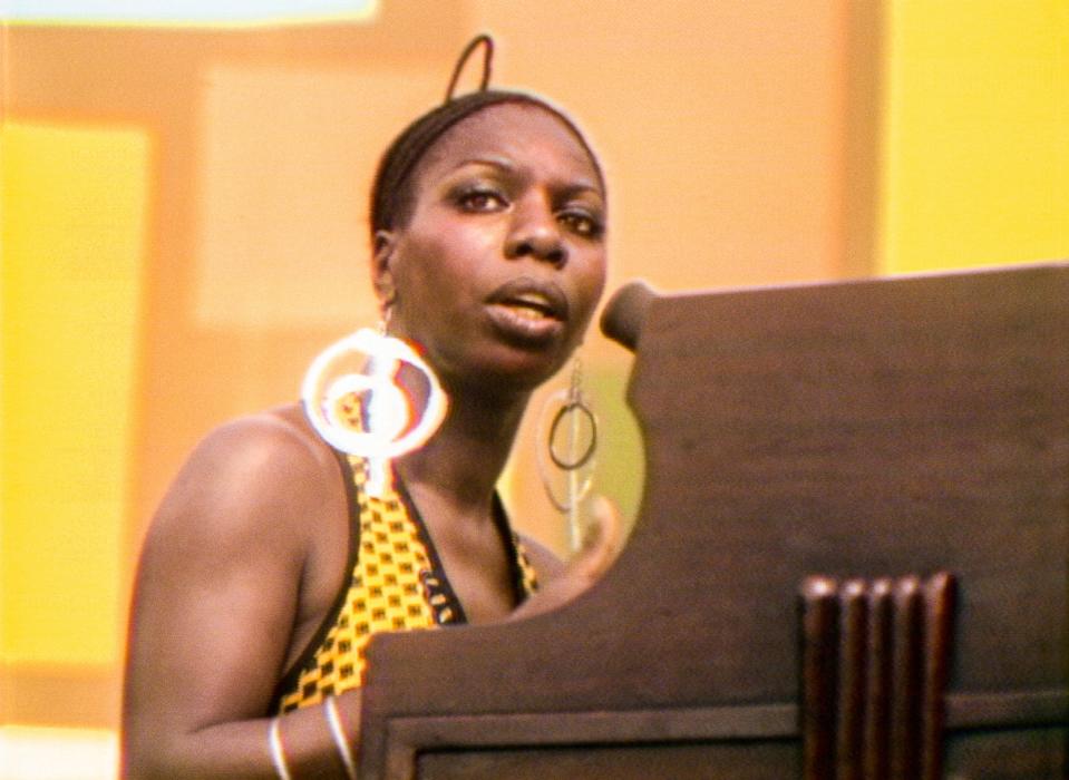 Nina Simone performs at the Harlem Cultural Festival in 1969, featured in the documentary "Summer of Soul." Simone introduced the song "To Be Young, Gifted and Black," at the festival. She and bandleader Weldon J. Irvine wrote the song as a tribute to her friend, the poet Lorraine Hansberry, and it became an anthem for Black children all over the nation.