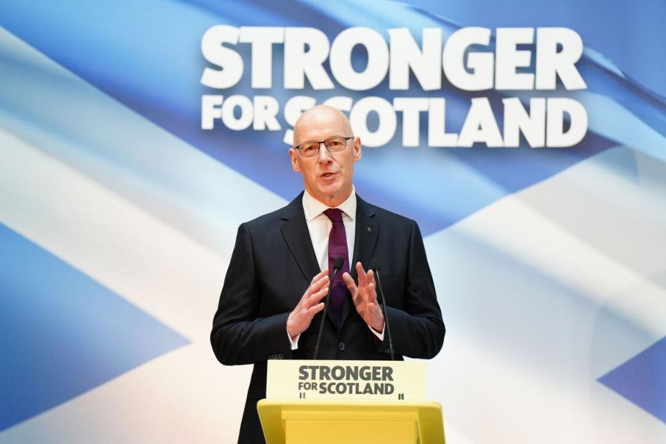 John Swinney delivers acceptance speech at Glasgow University (Jane Barlow/PA Wire)