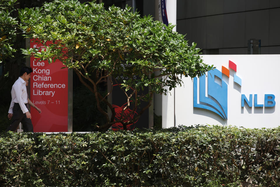 National Library Board (NLB) logo at the National Library building, North Bridge Road. (FILE PHOTO: Yahoo News Singapore)