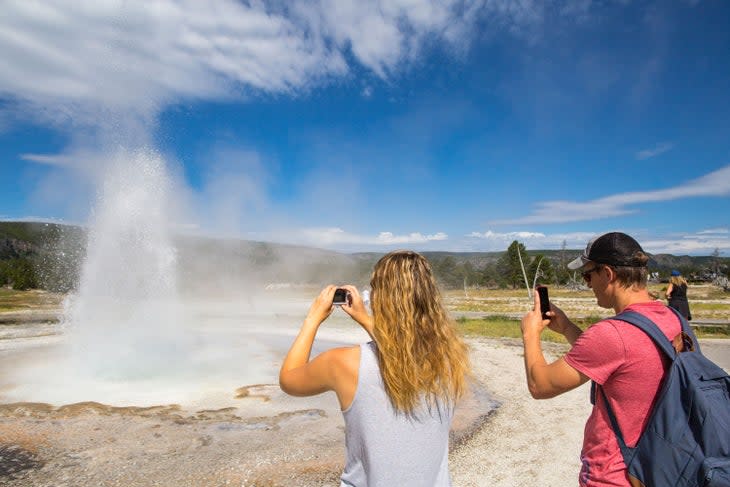 Photographing Sawmill Geyser in Yellowstone's Upper Geyser Basin