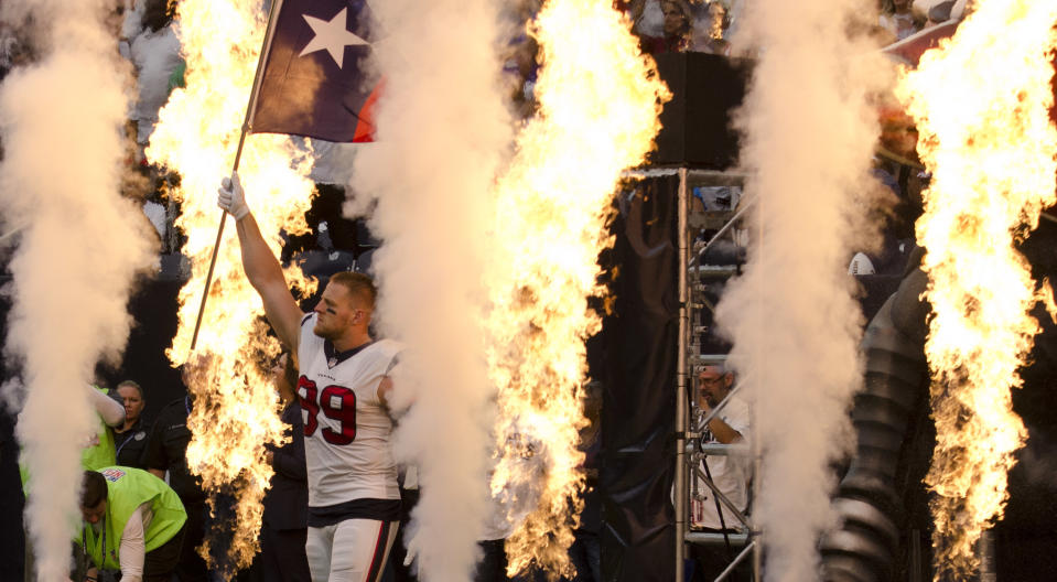 J.J. Watt and the Texans couldn't match their fiery intro once the game started against the Jaguars. (AP) 