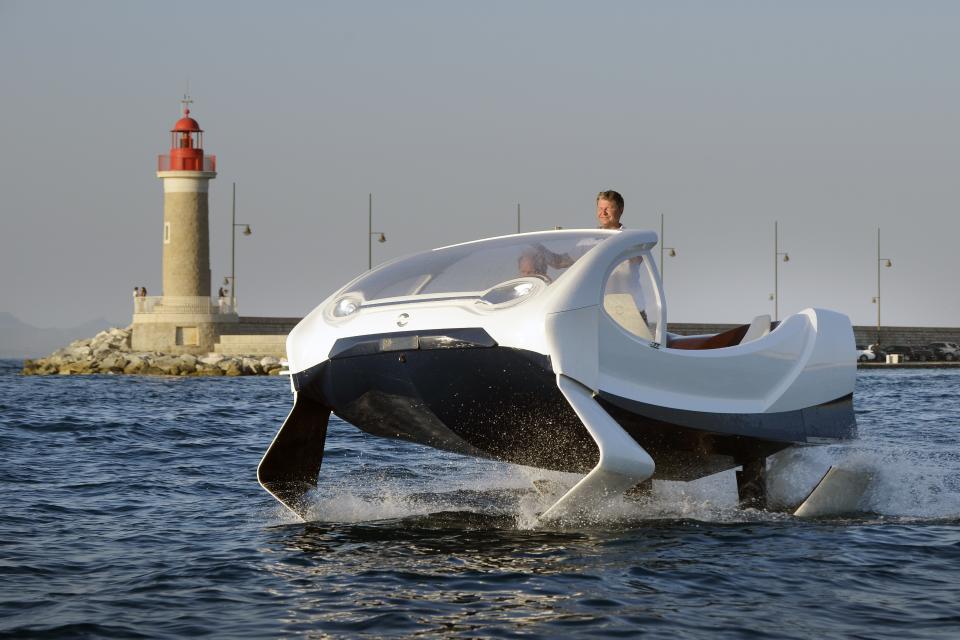 Skip the traffic jams with an all-electric water taxi. Most major cities are built on rivers or the sea, but very few utilize waterways as a major mode of transportation. French start-up SeaBubbles seeks to change that with its all-electric “flying” boats, or hydrofoils, which are designed to be used as affordable, environmentally friendly water taxis. The prototypes are currently being tested on the Seine in Paris, and the company’s first customers are set to receive their orders as early as next year. For now, SeaBubbles is selling five-person vessels (that count includes the pilot) that can run for two-and-a-half hours on a 35-minute charge. But its technology is scalable, and it’s looking to design a much larger water ferry next.