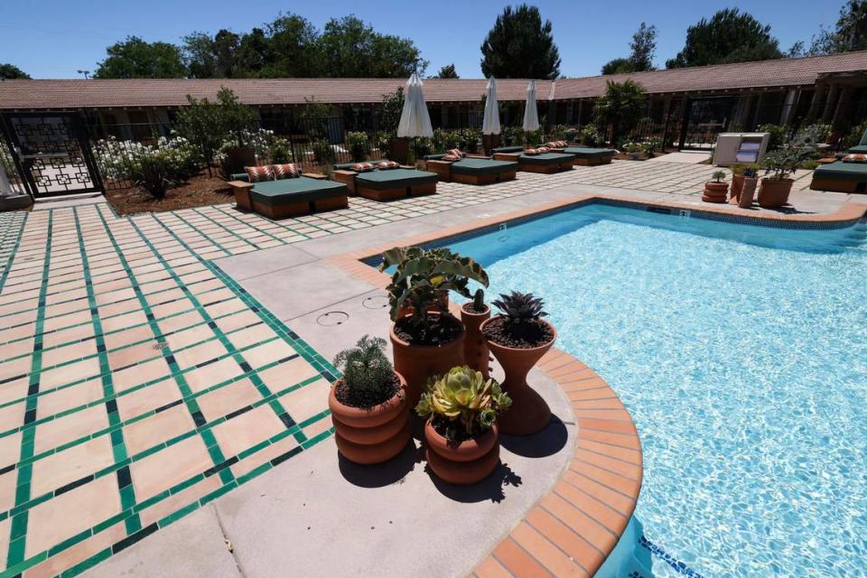 The pool at Paso Robles’ newly renovated River Lodge has been modernized with tile. Seen in these photos June 7, 2024.