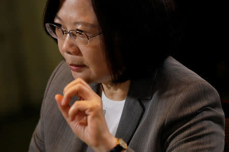 Taiwan President Tsai Ing-wen speaks during an interview with Reuters at the Presidential Office in Taipei, Taiwan April 27, 2017. REUTERS/Tyrone Siu