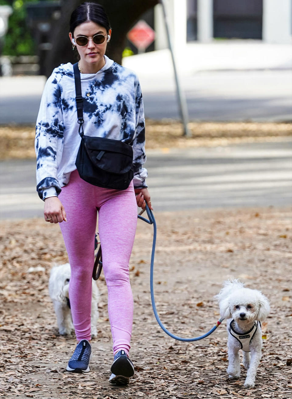 <p>Lucy Hale takes a hike with her dogs in Studio City on Jan. 12.</p>