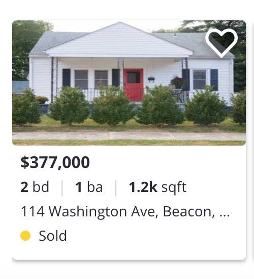 A Redfin listing for a 1,200-foot single-family home with two bedrooms and one bathroom that is listed for $377,000.