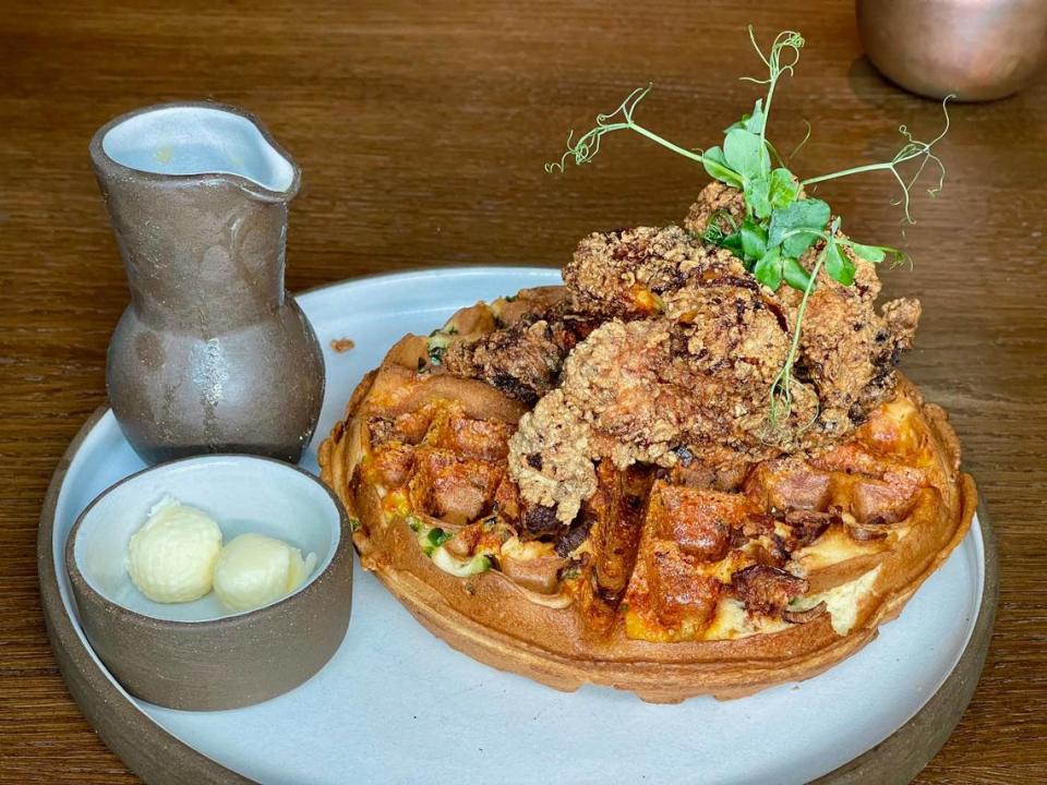 The Jalapeño Chicken & Waffle at Granddam in the Manchester Hotel.