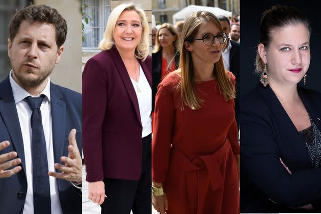 Julien Bayou, Marine Le Pen, Aurore Bergé et Mathilde Panot vont partie des présidents de groupe nouvellement élus à l'Assemblée (Photo: AFP)