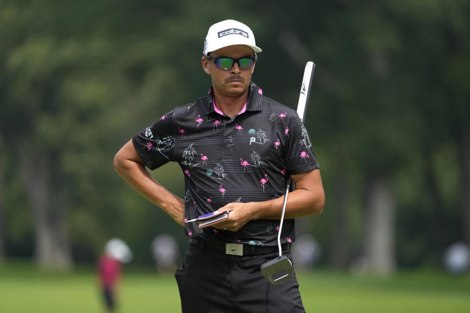 Rickey Fowler looks over the 15th green during the second round of the BMW Championship golf tournament, Friday, Aug. 18, 2023, in Olympia Fields, Ill. (AP Photo/Charles Rex Arbogast)