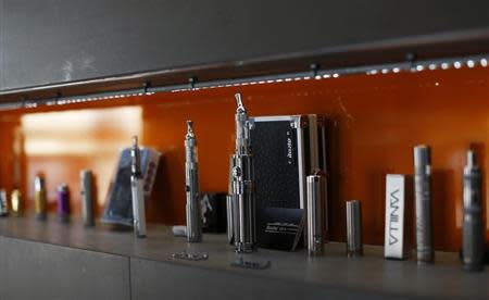 Electronic cigarettes are on display at The Vapor Spot vapor bar in Los Angeles, California March 4, 2014. REUTERS/Mario Anzuoni