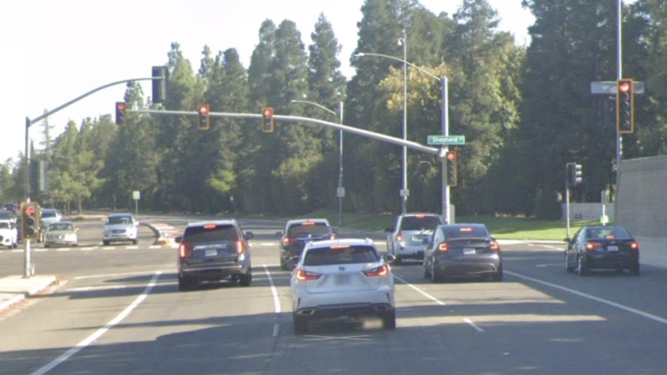 Friant Road, which expands from three lanes to five lanes once near the intersection at Shepherd Avenue, has six stop lights facing northbound traffic. But the right lane that allows traffic to go straight does not have a stop light directly above or in front, which might be causing some confusion and a reason for accidents.