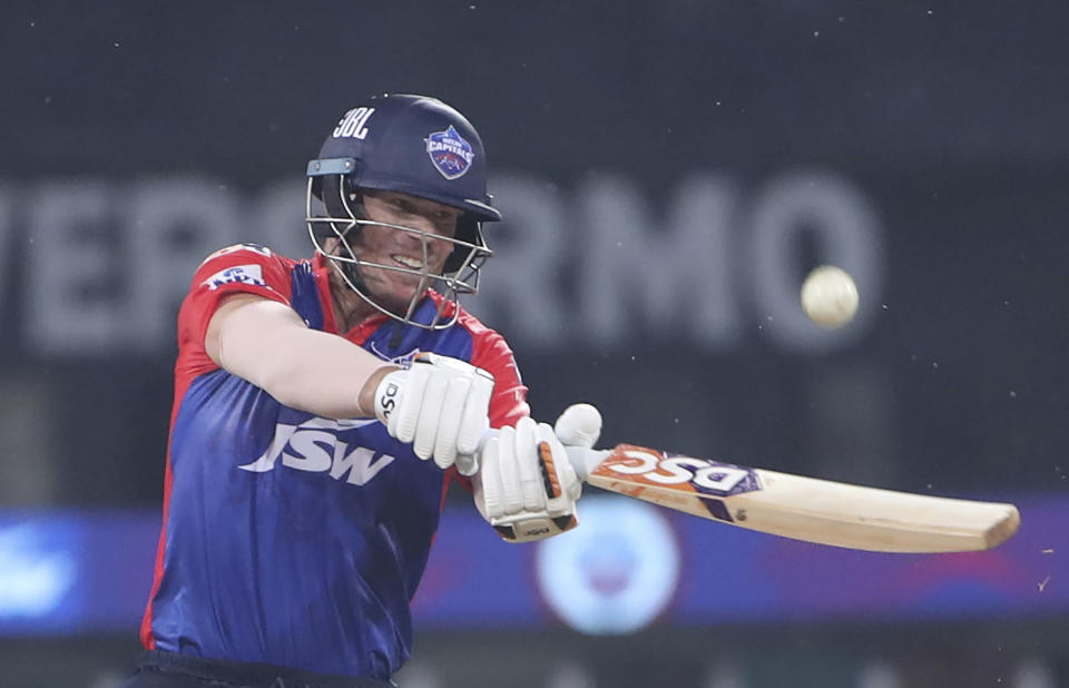 David Warner of Delhi Capitals bats during the Indian Premier League cricket match between Delhi Capitals and Lucknow Super Giants in Lucknow, India, Saturday, April 1, 2023. (AP Photo/Surjeet Yadav)