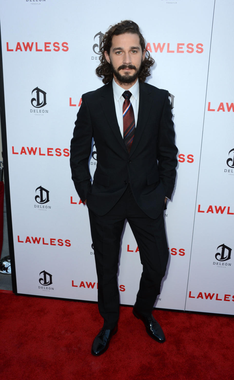 HOLLYWOOD, CA - AUGUST 22: Actor Shia LaBeouf arrives at the Premiere of the Weinstein Company's "Lawless" at ArcLight Cinemas on August 22, 2012 in Hollywood, California. (Photo by Frazer Harrison/Getty Images)