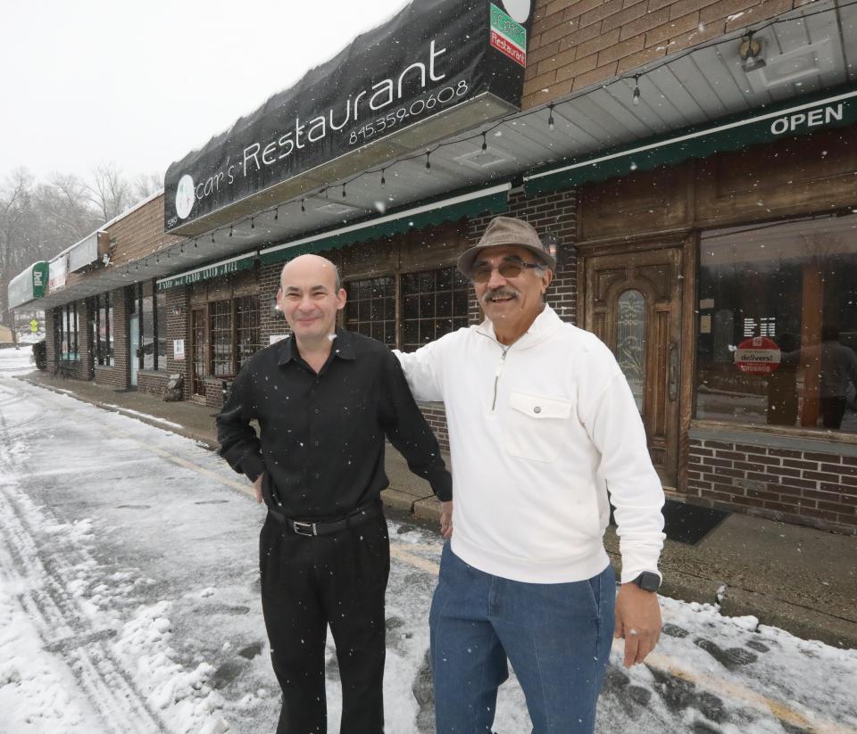 Waiter Daniel Mazariego, left, and chef/owner Oscar Romero during the last day of 12 years of business Jan. 7 at Oscar's Italian Restaurant in Blauvelt. Romero said the restaurant never fully recovered from the pandemic and he hopes to find a nearby location with lower rent..