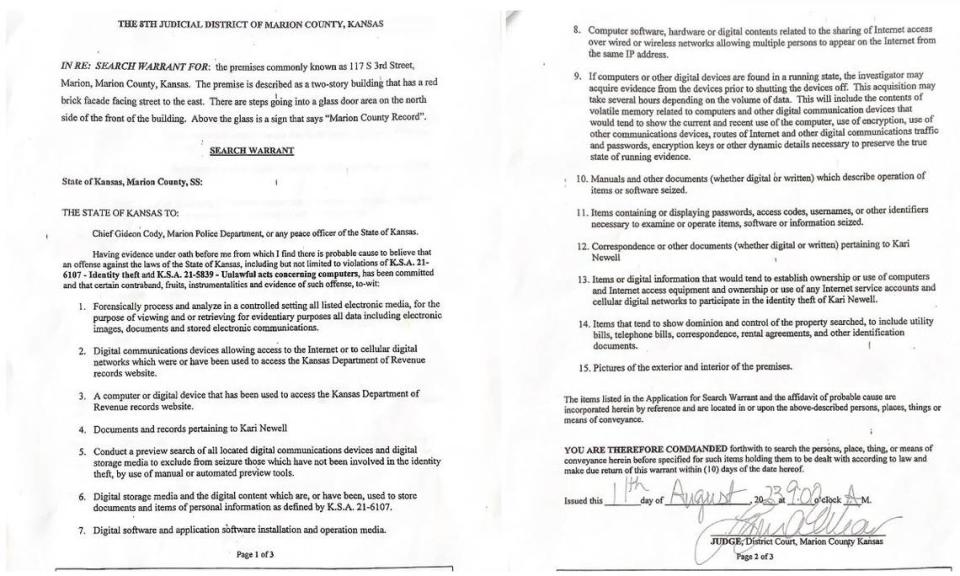 Marion County District Court Magistrate Judge Laura Viar signed a search warrant authorizing the police raid of the newspaper office. Sam Bailey/Kansas Reflector