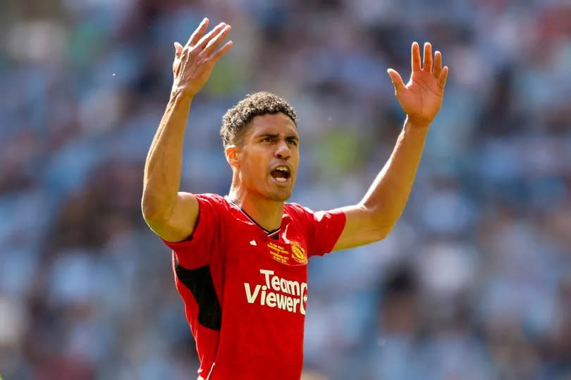 Raphaël Varane during the Emirates FA Cup Final match between Manchester City and Manchester United at Wembley Stadium.