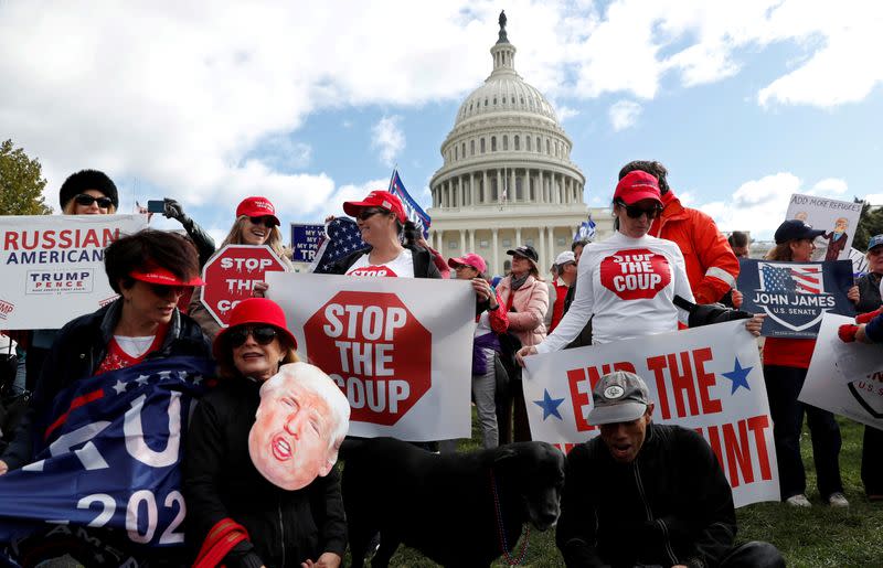 FILE PHOTO: Supporters of U.S. President Donald Trump rally outside the U.S. Capitol building in Washington