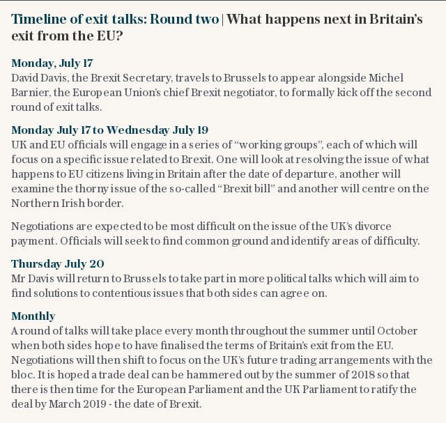 Timeline of exit talks: Round two | What happens next in Britain's exit from the EU?