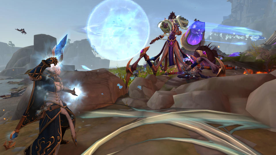 Jaina Proudmoore does battle with a Nerubian in World of Warcraft: The War Within.