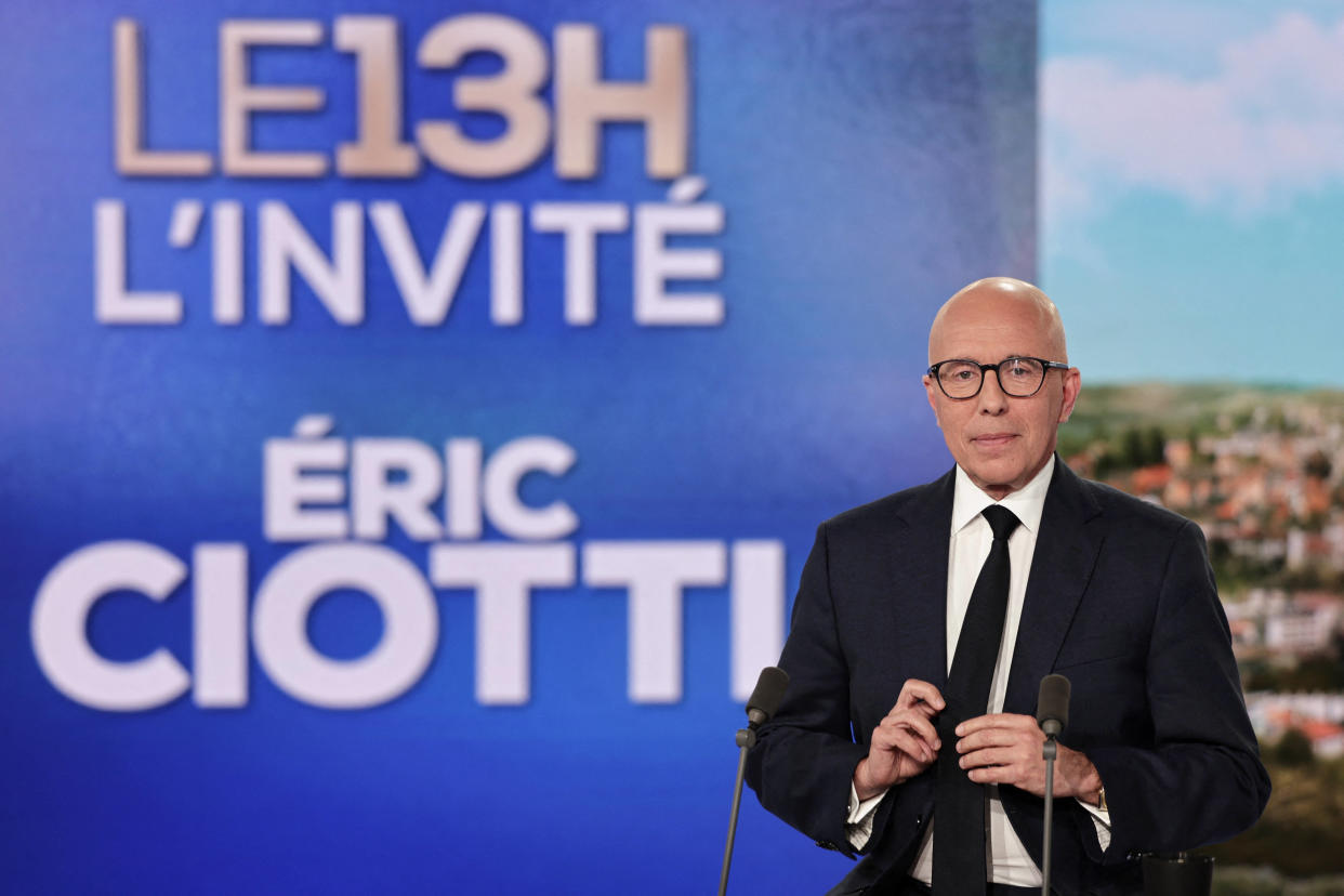 Éric Ciotti sur le plateau de TF1 ce mardi 11 juin.