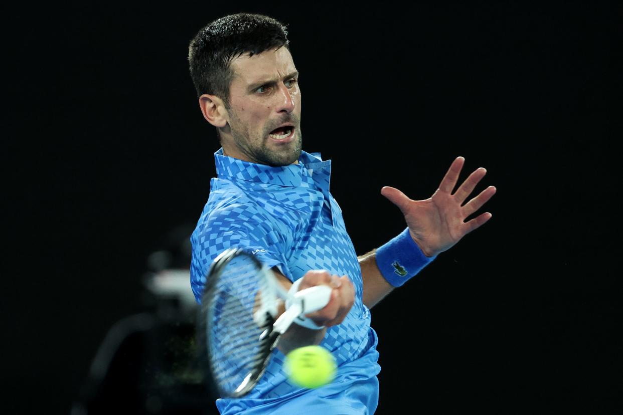 The Indian Wells return of Novak Djokovic, shown here in the final at the 2023 Australian Open on Jan. 29, 2023 in Melbourne, could depend on whether U.S. travel restrictions remain in place over the next month.