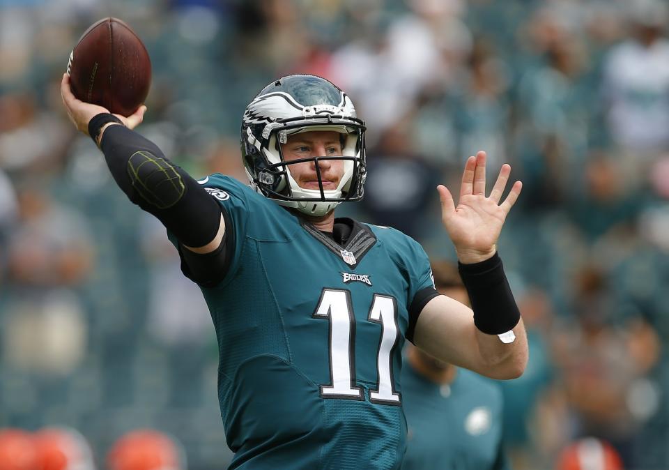 Philadelphia Eagles fans are high on Carson Wentz. Very high. (Getty Images)