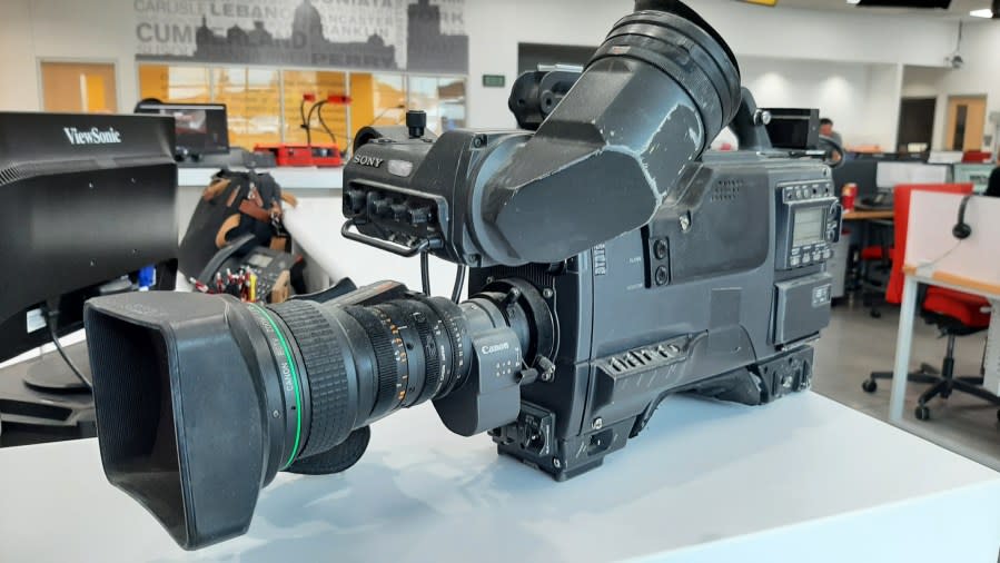 A well-used Betacam camcorder