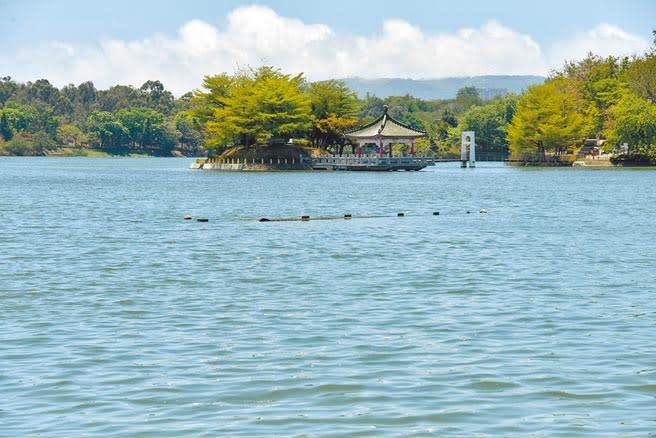 高雄市澄清湖5日蓄水達93％、247萬噸，讓澄清湖重現湖光美景。（林雅惠攝）