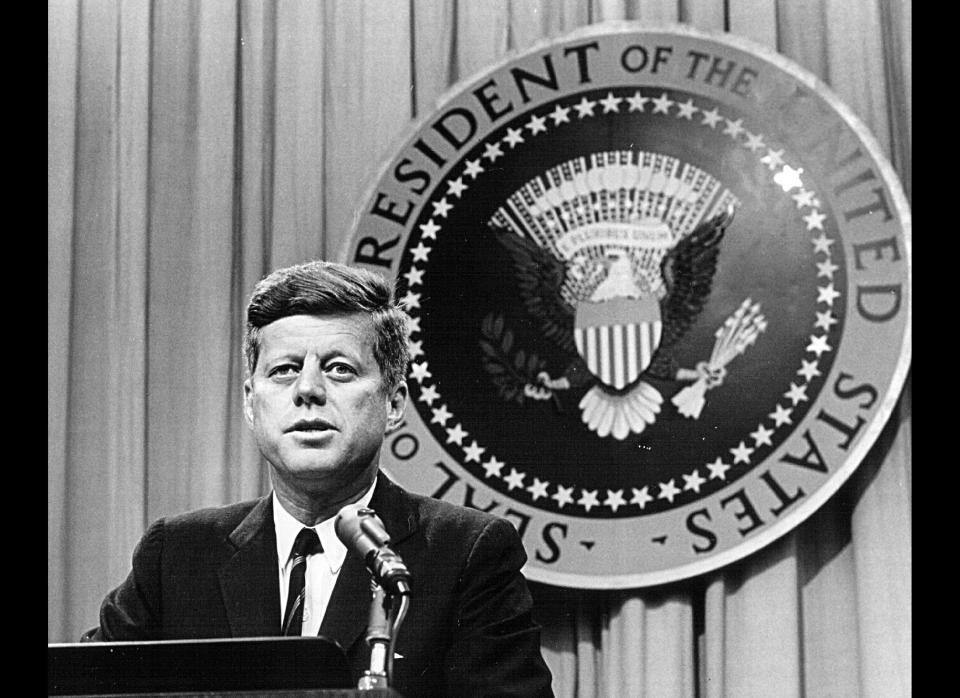 President John F. Kennedy speaks at a press conference on August 1, 1963. (Photo by National Archive/Newsmakers)  