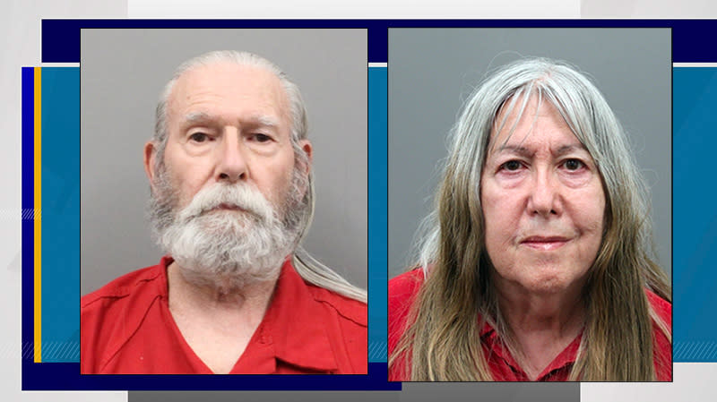 Booking photos for Timothy Miller and Carolyn Luke. (Credit: Henderson Police Dept.)