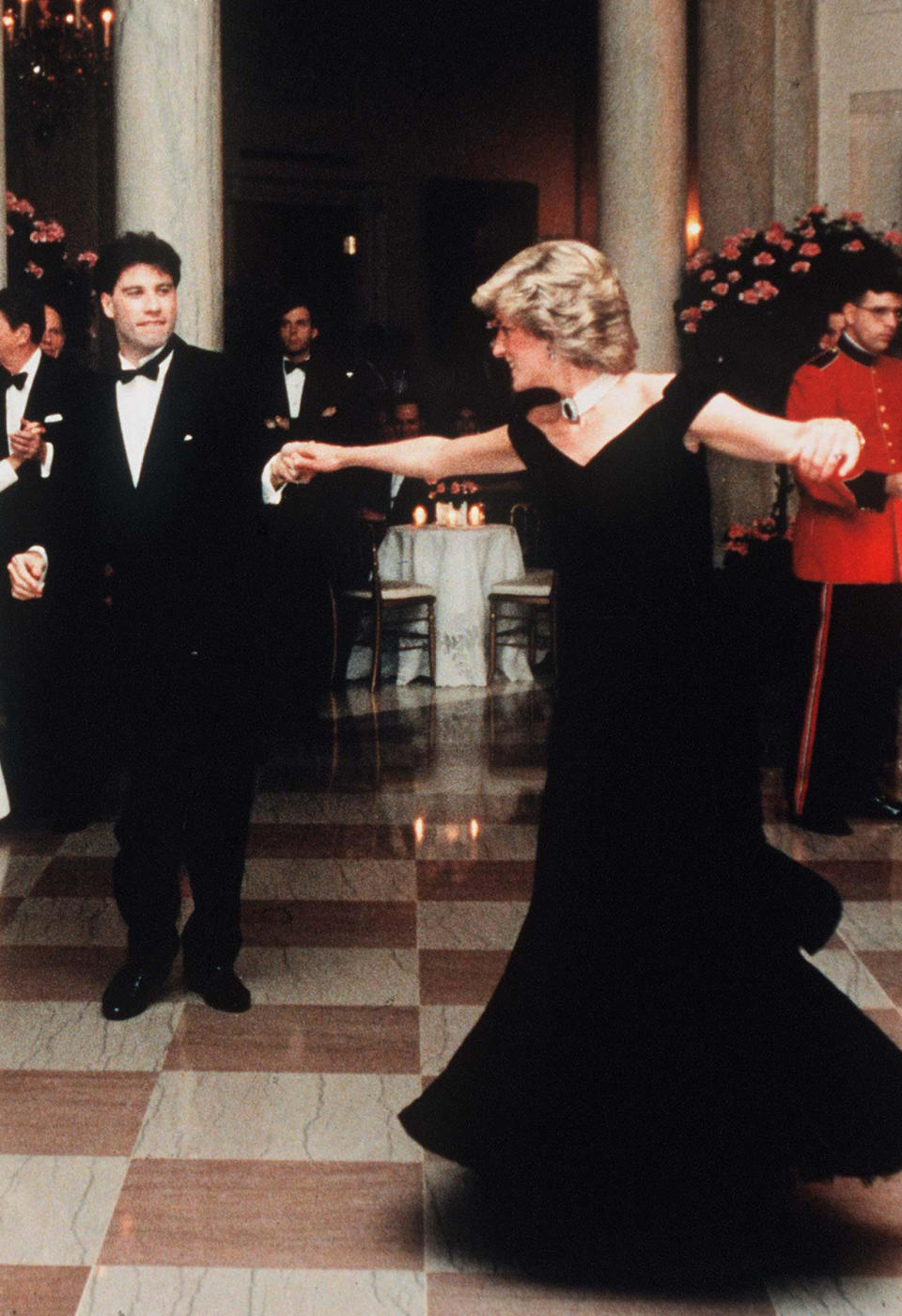 Princess Diana in a midnight blue velvet dress by Victor Edelstein