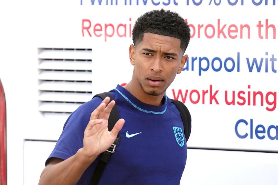 England’s Jude Bellingham outside the Souq Al-Wakra hotel, Qatar, following England’s loss to France in their World Cup quarter-final in Al Khor on Saturday.Picture date: Sunday December 11, 2022. (PA Wire)