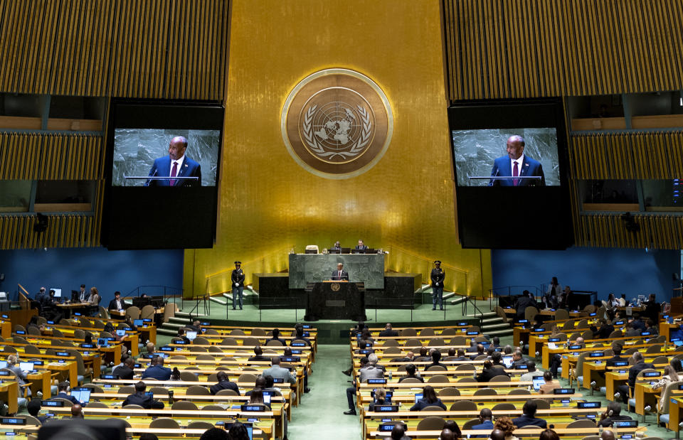 Abdel-Fattah Al-Burhan Abdelrahman Al-Burhan, President of the Transitional Sovereign Council of Sudan, addresses the 78th session of the United Nations General Assembly, Thursday, Sept. 21, 2023. (AP Photo/Craig Ruttle)