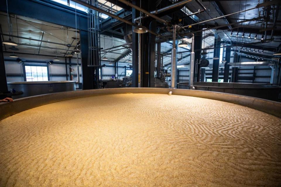 One of the many fermenter tanks in the distillery at TX Whisky Ranch on Tuesday, June 11, 2024, in Fort Worth Texas. Enzymes in the malt help break down sugar into a more fermentable sugar.