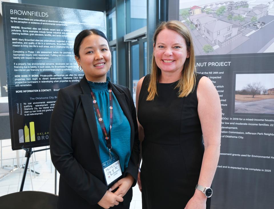 Mumuchhu Gurung, Brownfields planner, left, and Amanda Alewine, senior Brownfields planner with the city of Oklahoma City are pictured July 28 at the Northeast OKC Renaissance PlaceKeepers Minority Developers Conference at the Hamm Institute in Oklahoma City.