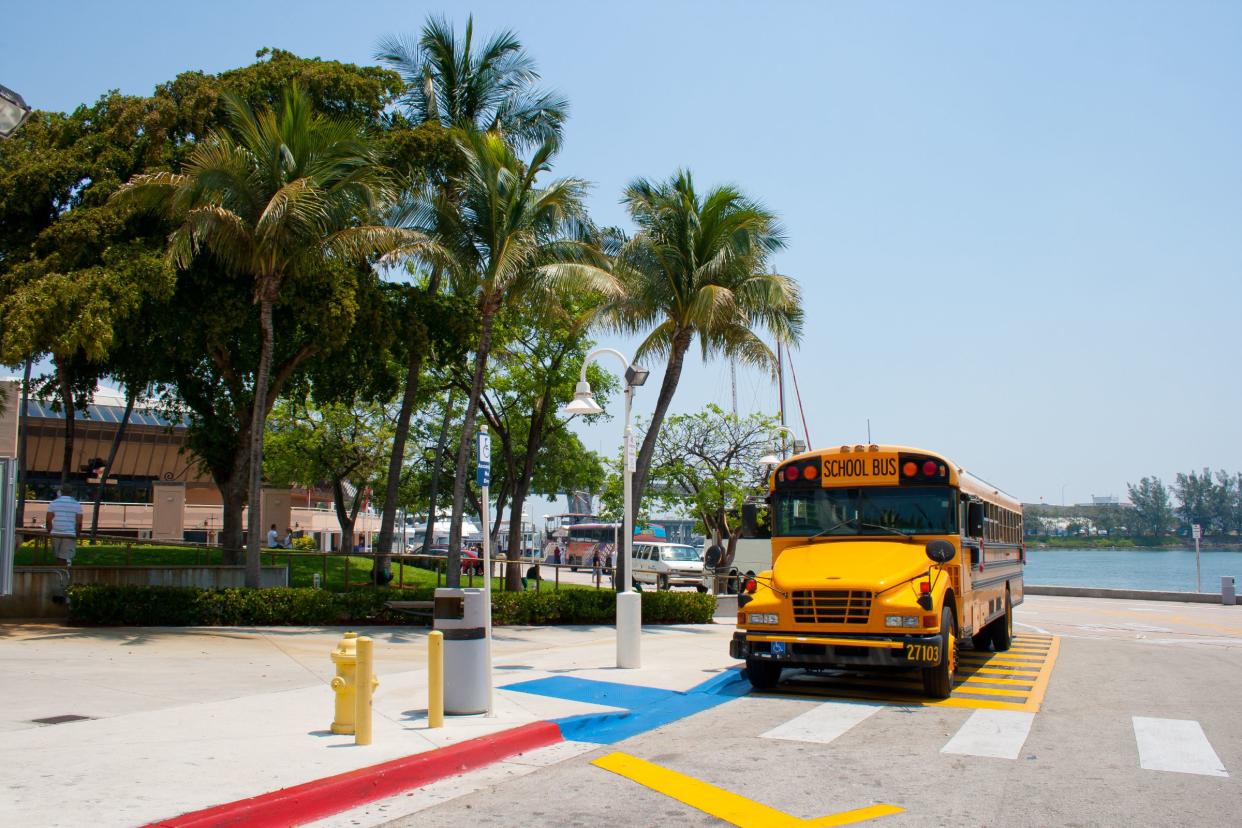 School Bus in Miami bay front, near Hard Rock Cafe