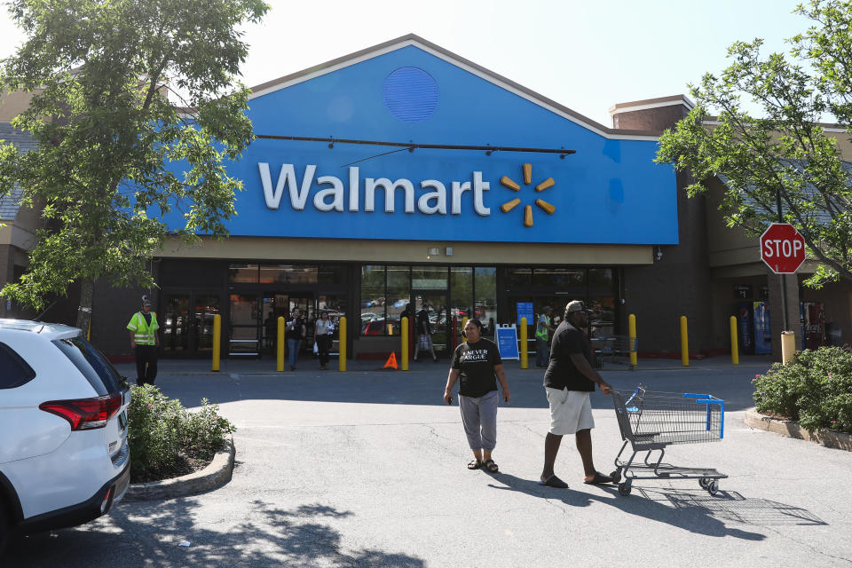 A Walmart logo is seen at a store in Williston, USA on June 19, 2023.  (Image by Jakub Borzicki/NurPhoto via Getty Images)