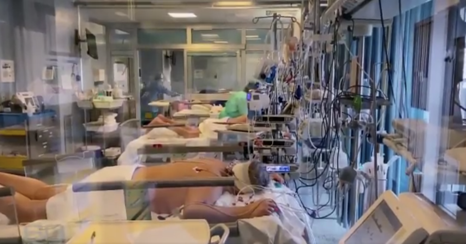 An Italian hospital struggles to cope with the influx in patients. Source: 60 Minutes