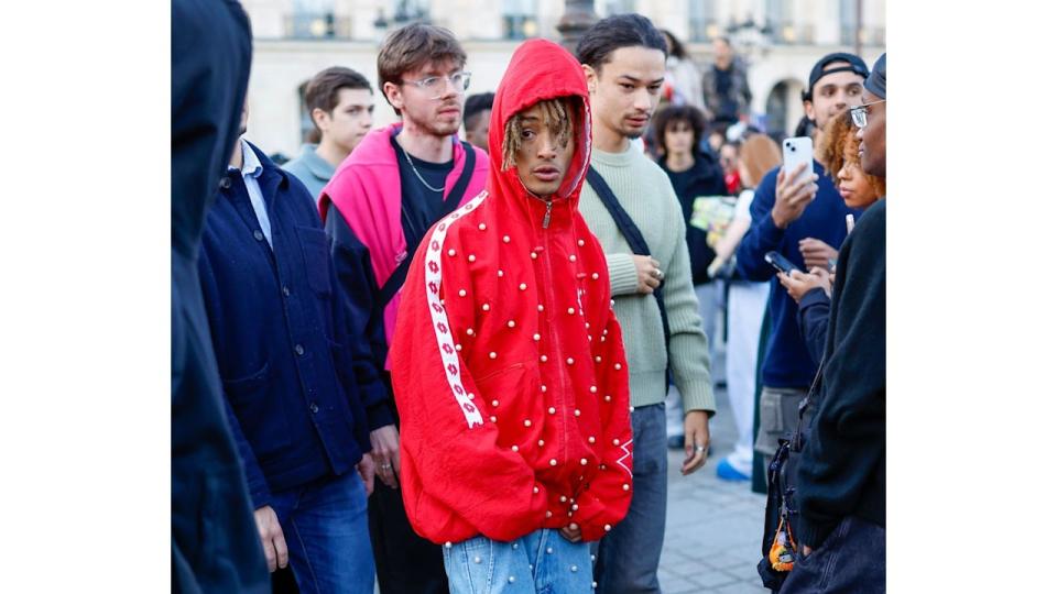 Jaden Smith is seen on September 28, 2024 in Paris, France