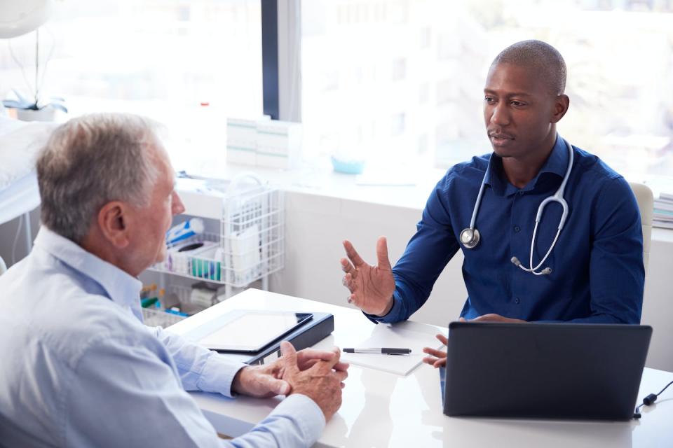 Long COVID is caused by a number of different factors. <a href="https://www.shutterstock.com/image-photo/senior-male-patient-consultation-doctor-sitting-1393876184" rel="nofollow noopener" target="_blank" data-ylk="slk:Shutterstock;elm:context_link;itc:0" class="link ">Shutterstock</a>