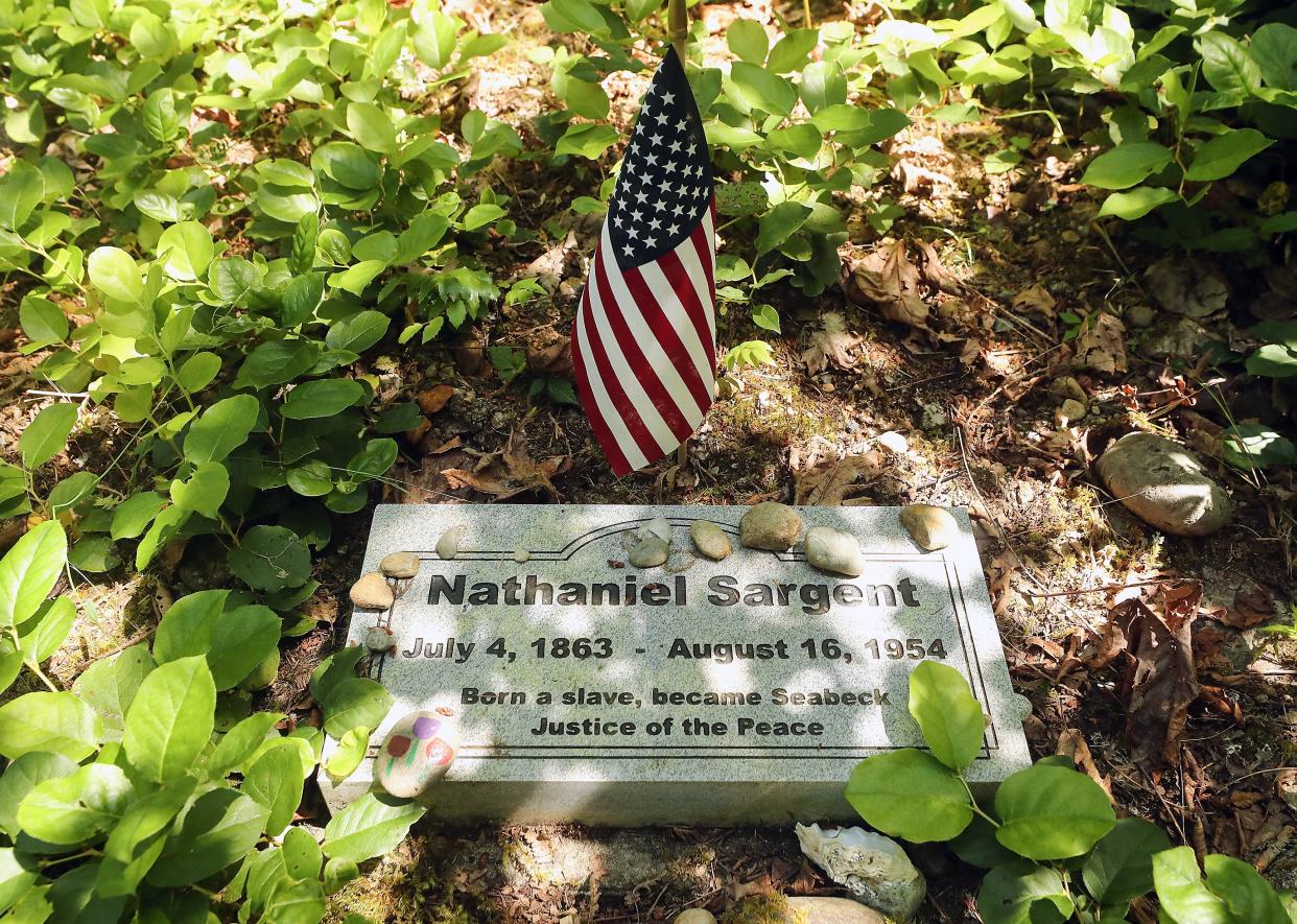 Nathaniel Sargent's grave in the Seabeck Cemetery on Wednesday, July 13, 2022.